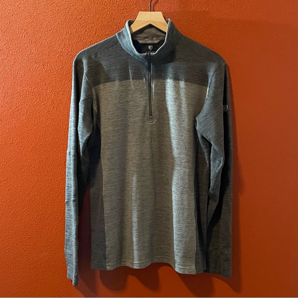 Kuhl Men’s Ryzer Long‎ Sleeve Quarter Zip Brush Sweater Knit Hiking Shirt